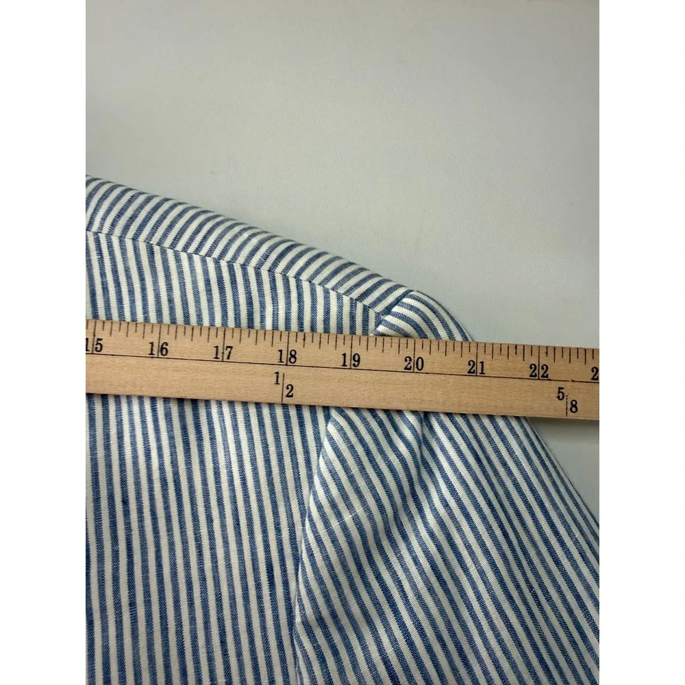 Island Pacific John W Nordstrom Mens 46R Blue White Striped 100% Linen Blazer